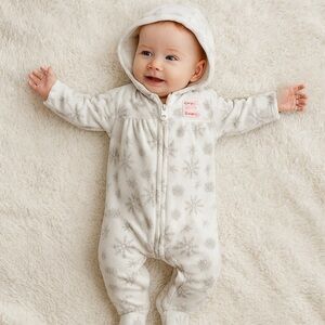 Simple Joys Fleece Footless Zip Winter Cold BodySuit Baby Girl Boy size 6 months